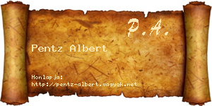 Pentz Albert névjegykártya